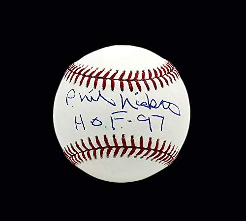 Phil Niekro autografou/assinado Atlanta Rawlings Major League White Baseball com inscrição HOF 97