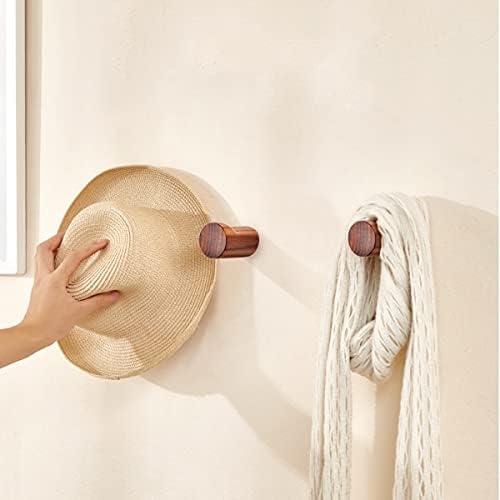 Gancho de parede de madeira natural de cocoya, cabide de chapéu minimalista de 4packs fácil instalação de parede montagem de madeira