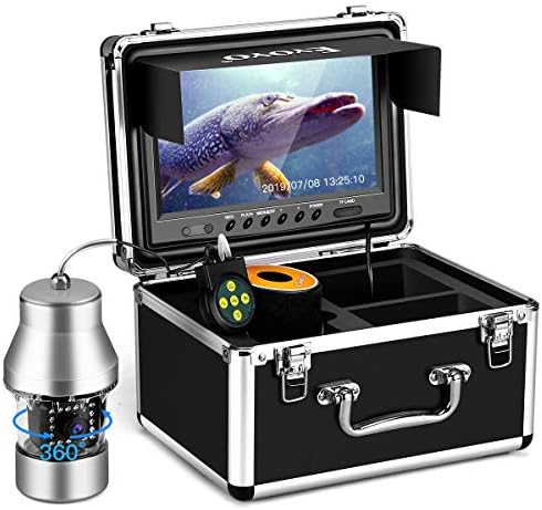 Câmera de vídeo de pesca subaquática eyoyo 9 polegadas 360 ° Câmera 1000tvl com 18 luzes infravermelhas infravermelhas