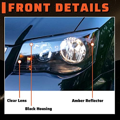 Em faróis de pares ecoétricos compatíveis com 2011-2020 Dodge Grand Caravan 08-16 Chrysler Town & Country Black Housing Headlamps