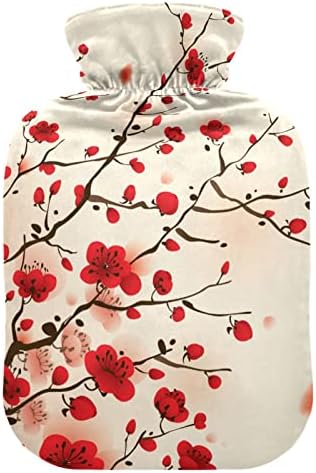 Garrafas de água quente com capa Blusom Blossom Spring Hot Water Bag para alívio da dor, terapia quente e fria, garrafas de aquecimento de 2 litros