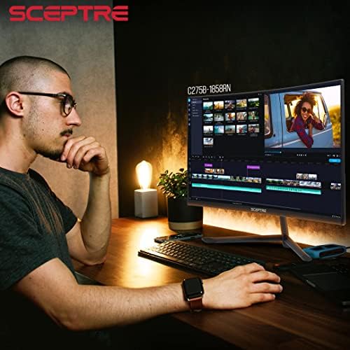 Cetro curvo 27 FHD 1080P Monitor de jogos até 165Hz DisplayPort 144Hz HDMI sem borda AMD FreeSync Premium, Alto-falantes