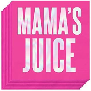 Mama's Juice Hot Pink Cocktail Paper Nabinet Conjunto, materiais engraçados para o chá de bebê, 5 x 5 polegadas, pacote de 2,