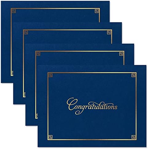 Parabéns Pastas de certificado azul e ouro-pacote de 25 anos, tampa de linho 80 lb.