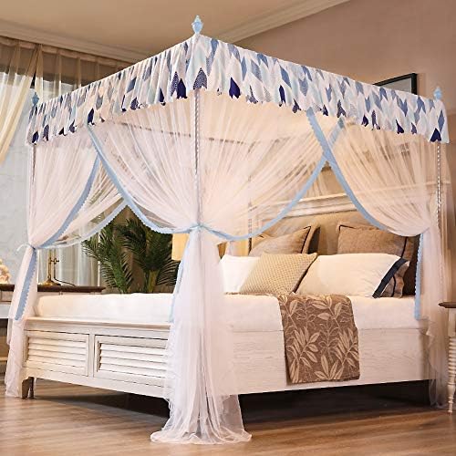 ASDFGH CRYPTION Landing Princess Bed Canopy, estilo europeu de estilo 4 cantos pós-cama cortinas de canopi de garoto redes de mosquito,