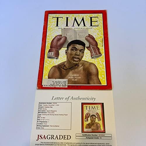 Muhammad Ali Cassius Clay assinado em 1963 Revista Time JSA classificou 10 Gem Mint - Revistas de boxe autografadas