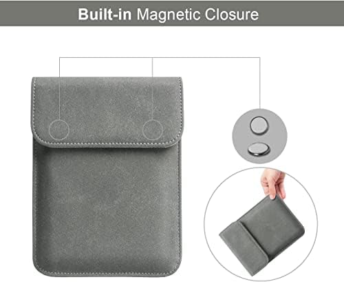 Para um Kindle Paperwhite de 6 polegadas, capa bolsa de manga -bolsa -Include prata branca tira de mão -cinza