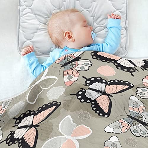 Cobertores de bebê de borboleta colorida para meninos super macios e macios Cobertores de criança para meninas cobertores de berço leve para o carrinho de carrinho de berço para adultos de viagem recém -nascidos unissex