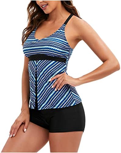 Narhbrg colorido Tankini Bathing Suits for Women With Boyshorts Fit Fit Modest Swimwear Tomme Control Duas peças