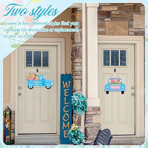 2 PCs Welcome Signs da porta Tulip Hello Spring Door Decorações Tulip