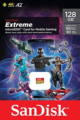 Sandisk 256 GB Extreme para Gaming Mobile MicroSD UHS-I Card-C10, U3, V30, 4K, A2, Micro SD-SDSQXA1-256G-GN6GN