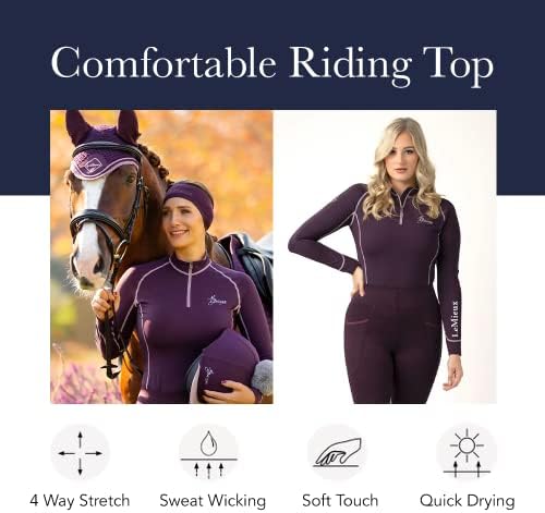 Top da camada base feminina de Lemieux - camisas térmicas atléticas - Vestuário equestre e equipamento para passeios