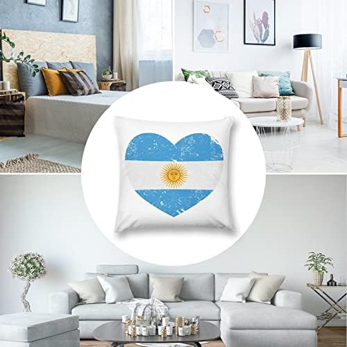 Argentina Retro Coração em forma de bandeira Tampas de travesseiro Conjunto de 2 case de almofada para sofá -sofá, travesseiros decorativos do carro