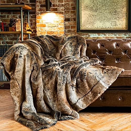 Battilo Home Luxujo Marrom manta de pele marrom espessa grossa quente e elegante e elegante e aconchegante cobertores de peles para sofá, cama, sofá cobertores fofos decorativos cobertores reversíveis para veludo macio, 50 x60