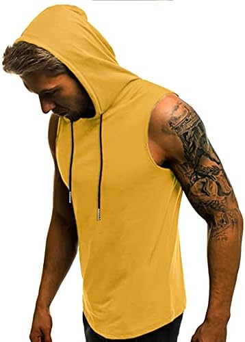 BabioBoa Men's Workout Hooded Tops Tops com moletons com ginástica sem mangas Camisas musculares