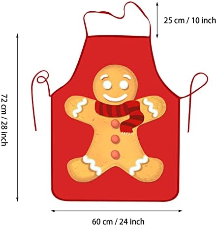 Avental vermelho de Natal, design exclusivo de avental de gingerbread homem, fofo natal natal de avental de avental de férias de avental de Natal unissex para cozinhar, assar, artesanato, jardinagem