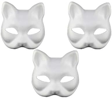 Nuobesty kitsune raposa máscara white paper white pintado à mão Máscara de cosplay máscara de gato Diy Facemasks Japanese Party