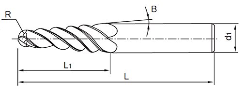 Escultura CNC 5,26 graus 2 flautas ângulo de ângulo Radio da ponta da bola = 0,25 mm x 1/4 de tungsten hrc55 com tiain revestido