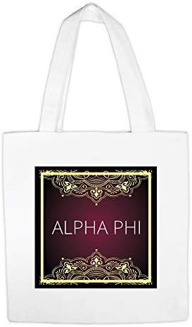 Greeklife.store Alpha Phi Canvas Saga, bolsa de pano de compra reutilizável, bolsa de mercado, sacola de ombro e bolsa de ombro