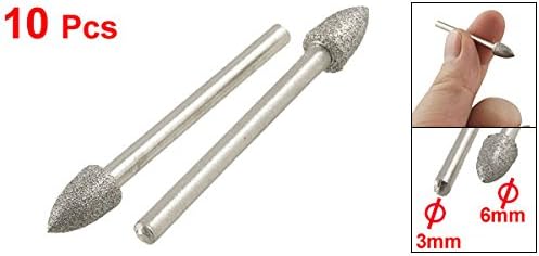 UXCELL® 10 x 6mm Cabeça de cone de diamante Moagem de 45 mm de comprimento