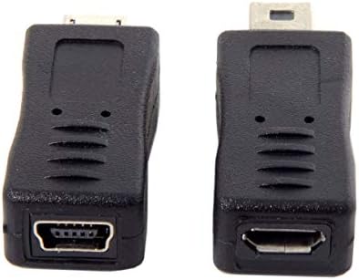 chenyang cy 2pcs mini USB masculino para micro USB 5pin feminino e mini fêmea para micro -macho adaptador preto