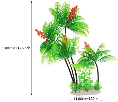 Plantas de aquário de Popetappop, decoração de árvores artificiais mini palmeiras tropicais plantas de tanque de peixes plantas