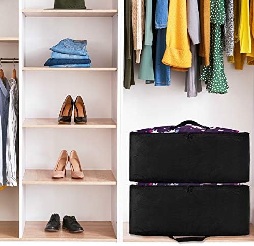 Saco de armazenamento de roupas N/ A Underbed para colcha - Bolsa de casais de unicórnios de arco -íris de grande capacidade com
