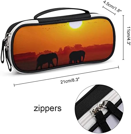 Funnystar Elephant Sunset Lápis Caso Cute Bolsa Lápis Saco de Maquiagem Organizador da bolsa