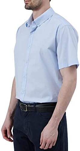 FASTROCKEE Men's Short Sleeve Dress camisas de ajuste regular Solid Solid Button Down camisa