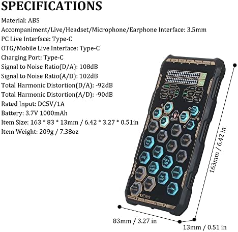 Llamn handheld Outdoor portátil dsp cartão sonoro efeitos de dispositivo de dispositivo de áudio mixer de som trocador de