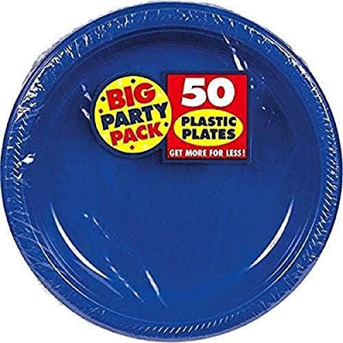 Placas plásticas de pacote de festas de grande festa, um tamanho, azul real brilhante