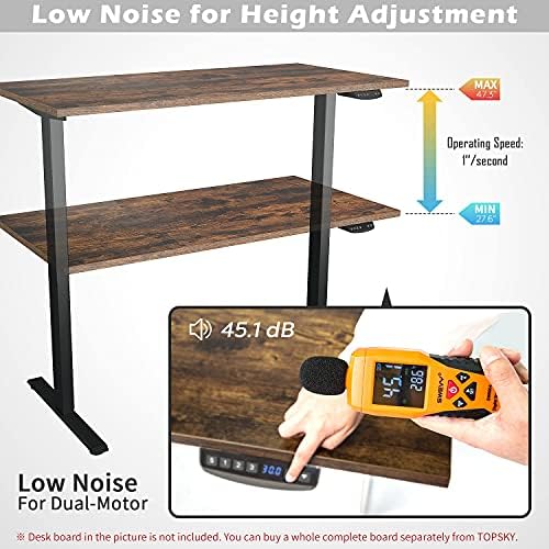 Topsky Dual Motor Electric Ajustável Mesa de computador preta com 58.3''x26.8 '' Oak Board