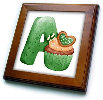 3drose St Patricks Sweets Monogram Initial A - Tiles emoldurados