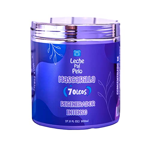 LECHE PAL PELO 7 Máscara de tratamento capilar Oleos. Reviva e repare o cabelo seco e danificado. Máscara capilar intensa regeneradora com argan, manteiga de karité, macadâmia, coco e mais óleos exóticos. O hidratante de ponta de condicionamento profundo para o hidratante para cabelos saudáve