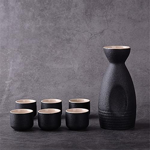 GGEBF 7pcs Cerâmica de saquê de cerâmica Copo Conjunto de estilo japonês Flass de quadril de cozinha de cozinha de cozinha flagon