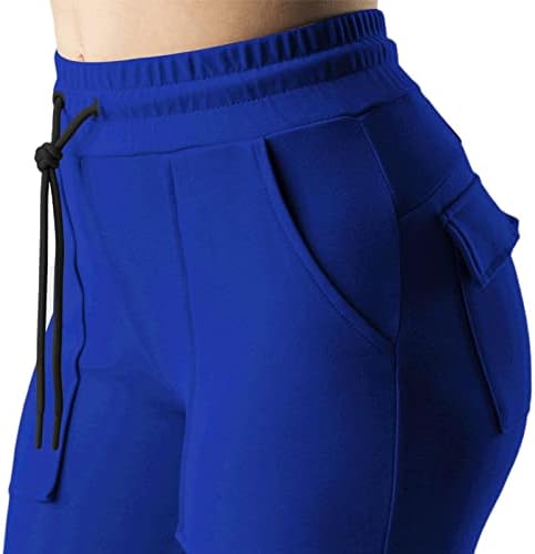 Calça feminina rbculf rbculf de tamanho alto cintura alta swewpante de cintura elástica de corda lateral de ioga de ioga de trabalho esportivo calça esportiva