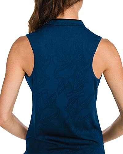Camisa de golfe sem mangas para mulheres-tampa de golfe respirável em forma seca com tecido de 4 vias, wicking e anti-odor