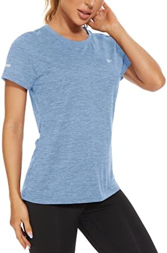 Camiseta de manga curta feminina de Magcomsen camisetas atléticas rápidas seco que executa o treino de ioga camiseta