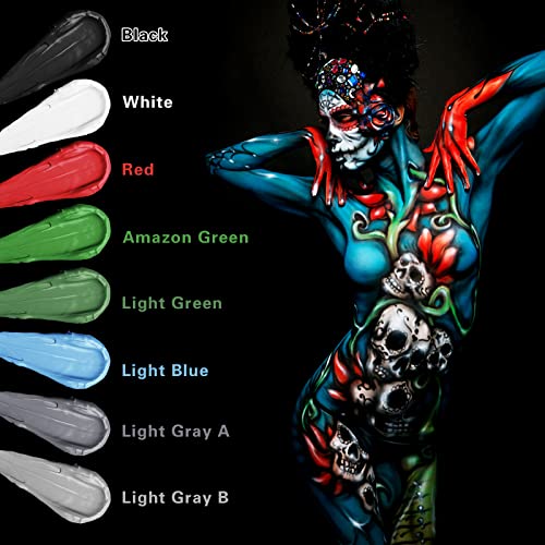 GO Ho White and Black Face Paint, White Water Basy Body Paint Makeup Creamy to Gel Professional Painting Palette para Halloween Efeitos Especiais SFX Joker Squeletão Vampire Zombie Cosplay
