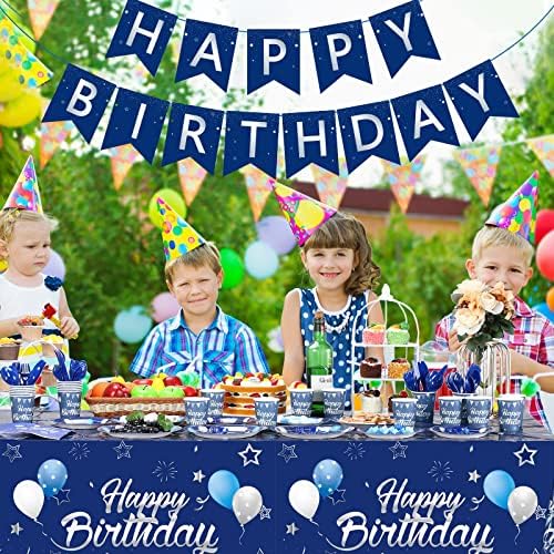171 peças de feliz aniversário festas de tabela de mesa de aniversário banner de aniversário e toalhas de mesa pratos copos guardanapositões