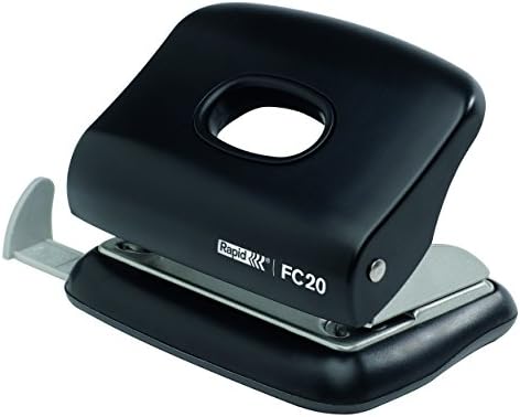 Rapid 23256400 Fashion FC20 Hole Punch, bar com marcações de formato, metal, preto, guia 20 folhas