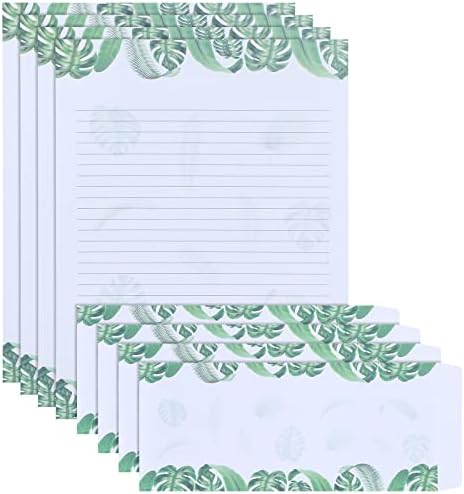 72 PCs Folhas de papel de papel de papel de artigos de papelaria 36 PCS Greenery papel timbrado com 36 PCs Folhas de envelope
