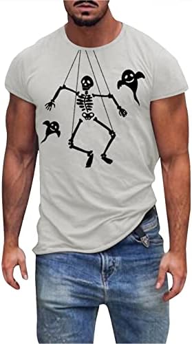 Beuu halloween tops para masculino, músculo de manga curta imprimir gráfico engraçado o pescoço designer de telas casual camiseta