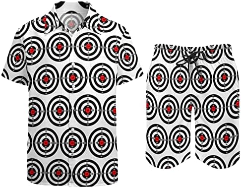 Darts de armas de WeedKeycat Target Men's Beach Roupetfits 2 peças Button Hawaiian Down Camise