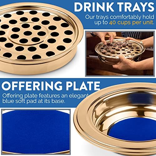 Seleções firmes - (Oferecendo placas Blue Premium Gold Aço inoxidável Oferecendo placas para igreja | Bandejas de comunhão para igrejas | Conjunto de Comunhão | Placas de Comunhão para Igreja |