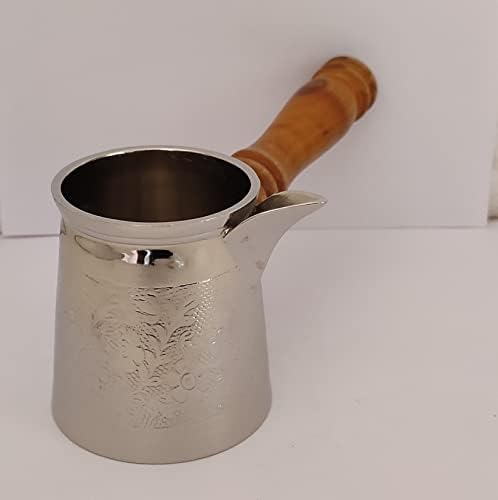 Sharvgun Greek Arabic Coffee Cafetion Cafetle Turkish Coffee Pot Silver Acabar Brass Metal Jezve Ibrik Briki para o fogão 170 ml