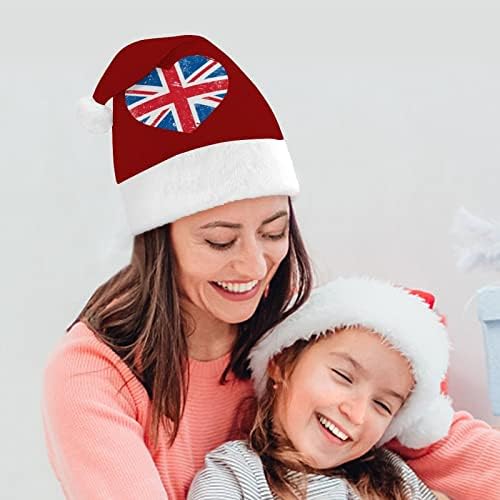 Reino Unido Grã -Bretanha Bandeira do Coração Retro de Natal Capéu de Papai Noel Hats de Natal Funny Hats Hats Hats para Mulheres/Homens