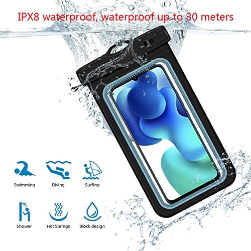 7.2 Bolsa de telefone à prova d'água de 7.2, IPX8 Drybag de celular impermeável universal universal com cordão, capa de telefone à prova d'água para iPhone14 13 12 11Pro Max XS Plus Samsung Galaxy, para nadar debaixo d'água (cor