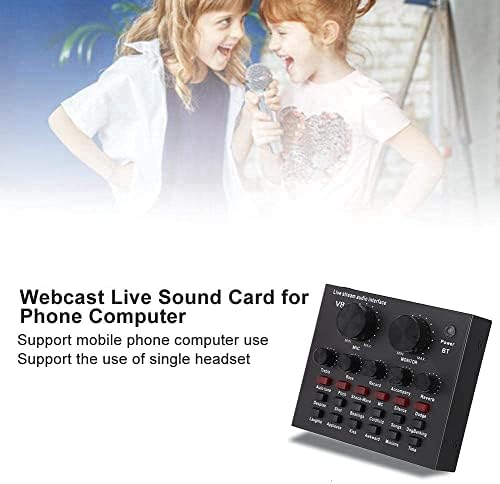 Cartão de som de Ashata V8 Externo Vozer Changer Live Sound Card 6 Modos 18 Efeitos sonoros DJ Mixer de áudio Bluetooth podcast para smartphone Computador Online Singing Recording Live Broadcast Live