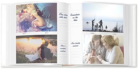 MAVERTON Slip-in Photo Álbum para casais- Capa gravável com uma moldura- Couro branco- 200 imagens- Álbum personalizado para pais-